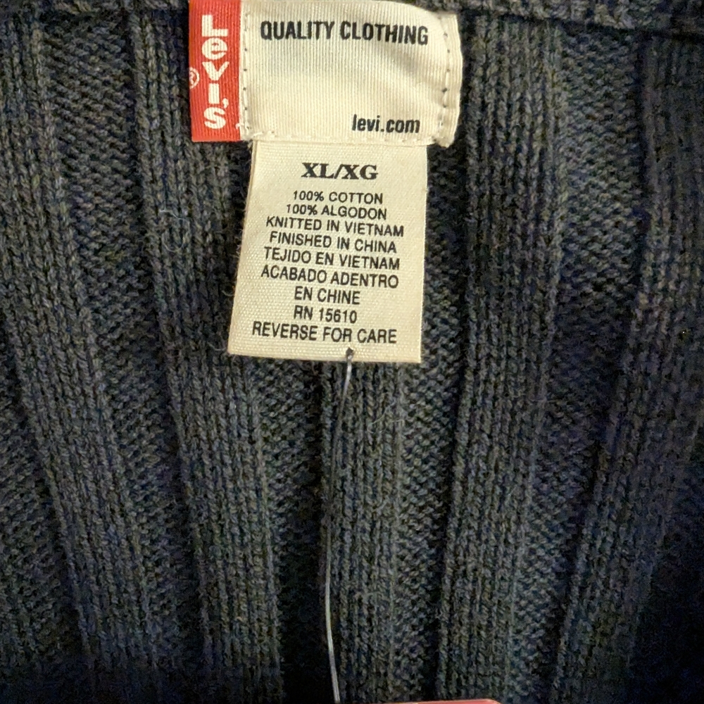 NWT Levi's 💯 Cotton Charcoal Ribbed Crew Neck Sweater Size XL - Picture 5 of 9